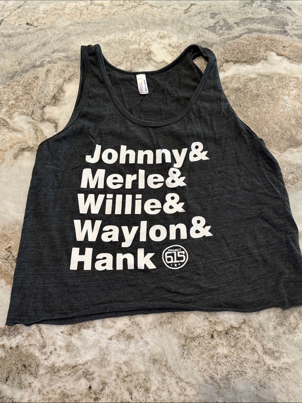 American Apparel Black Tank Top with White Graphic Text